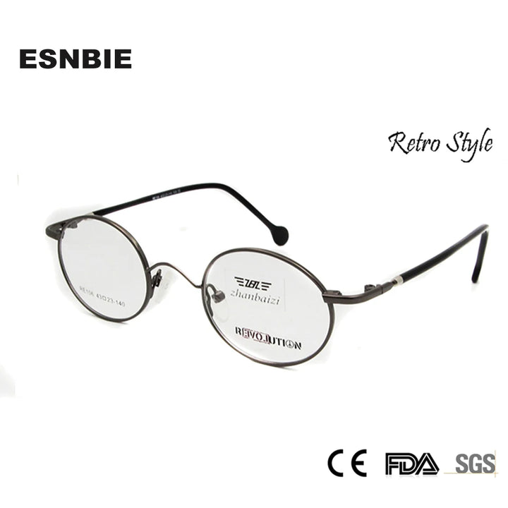 Esnbie Unisex Full Rim Small Oval Stainless Steel Eyeglasses 5106 Full Rim Esnbie   