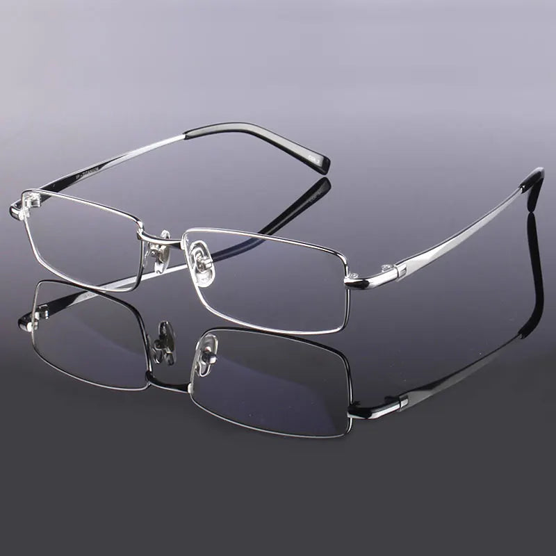 Handoer Men's Full Rim Square Titanium Eyeglasses H9867 Full Rim Handoer Silver  