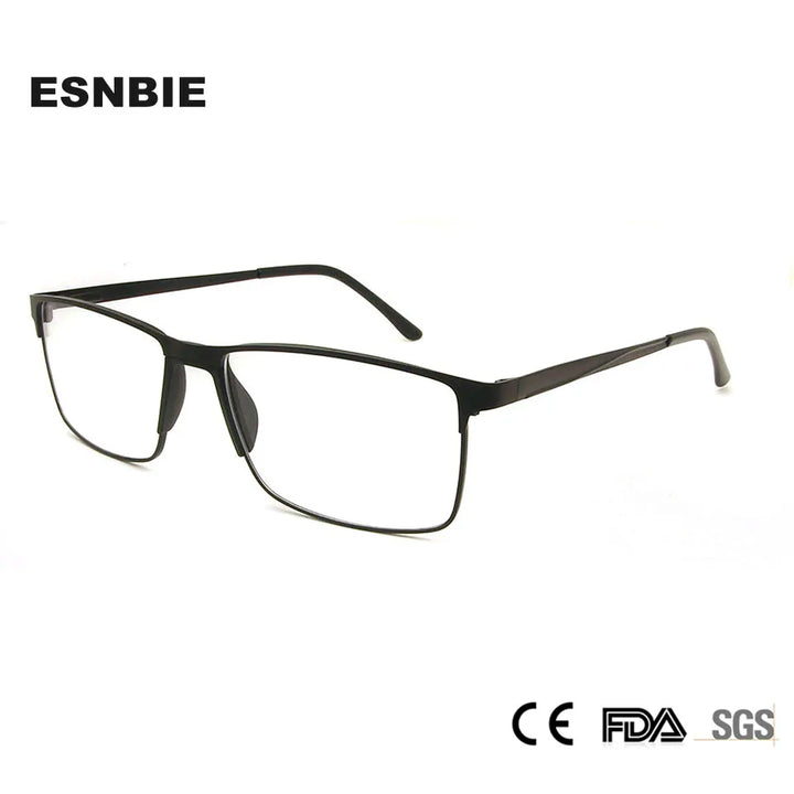 Esnbie Unisex Full Rim Square Titanium Alloy Eyeglasses 85052 Full Rim Esnbie   