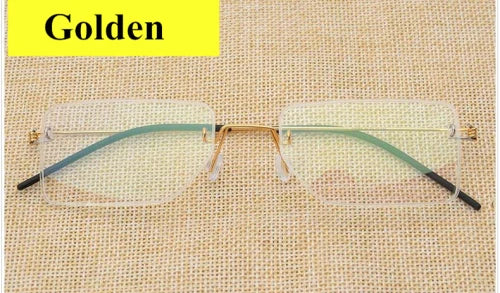 Aimee Unisex Rimless Square Titanium Eyeglasses 4104 Rimless Aimee Golden  