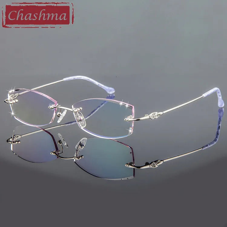 Chashma Women's Rimless Oval Square Titanium Eyeglasses 30854