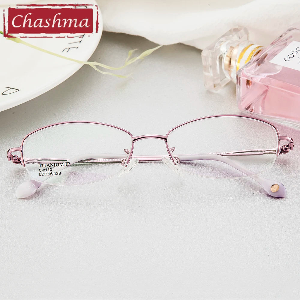 Chashma Women's Semi Rim Oval Square Titanium Eyeglasses 48110