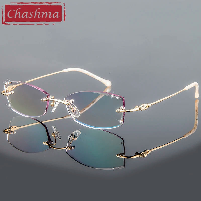 Chashma Women's Rimless Oval Square Titanium Eyeglasses 30854