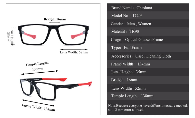 Chashma Ochki Women's Full Rim Square Tr 90 Titanium Eyeglasses 17203