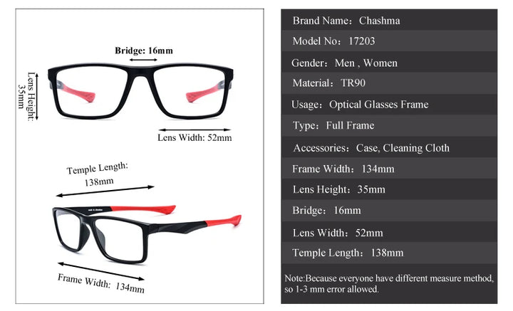 Chashma Ochki Women's Full Rim Square Tr 90 Titanium Eyeglasses 17203
