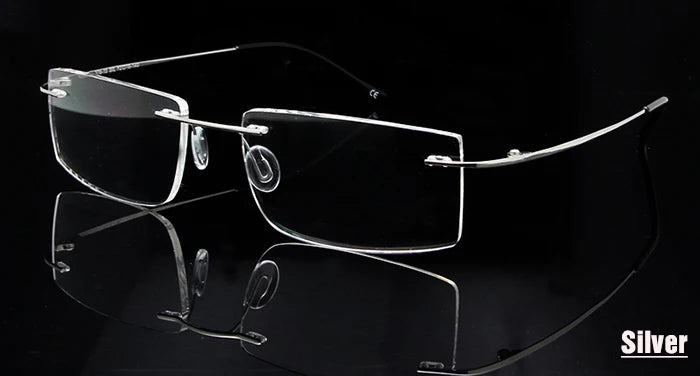 Esnbie Unisex Rimless Rectangle Titanium Eyeglasses 376152 Rimless Esnbie Titanium Framesilver  