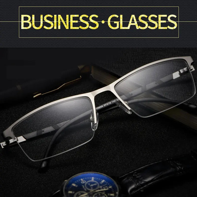 Hotochki Men's Semi Rim Square Aliminum Magnesium Alloy Eyeglasses 35148