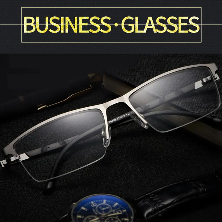 Hotochki Men's Semi Rim Square Aliminum Magnesium Alloy Eyeglasses 35148
