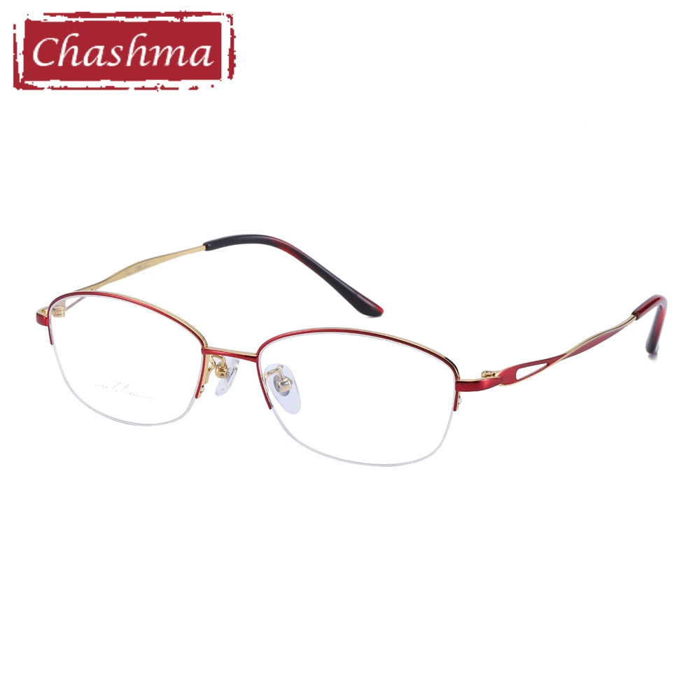 Chashma Ottica Women's Semi Rim Oval Titanium Eyeglasses 40662