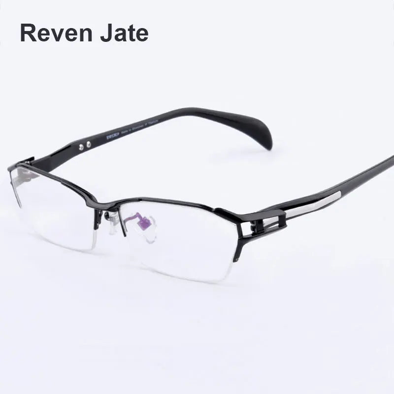 Reven Jate Women's Semi Rim Polygon Square Steel Eyeglasses 71174