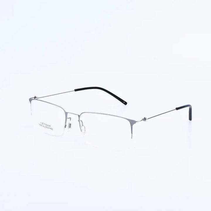 Aimee Men's Semi Rim Square Titanium Eyeglasses 1655 Semi Rim Aimee Silver color  