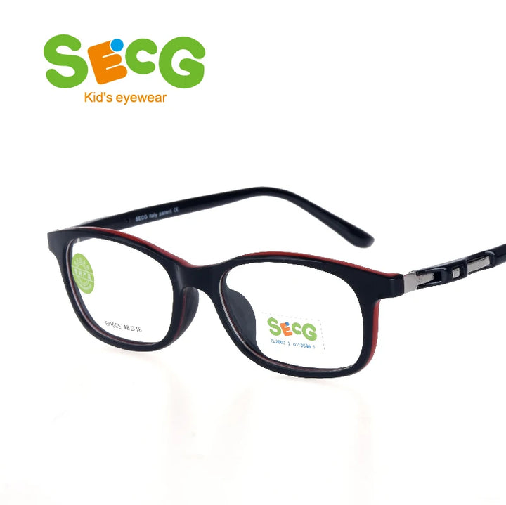 Secg Unisex Youth's Full Rim Square Tr 90 Silicone Eyeglasses 8005 Full Rim Secg C3  