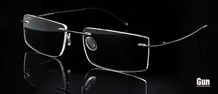 Esnbie Unisex Rimless Rectangle Titanium Eyeglasses 376152 Rimless Esnbie Titanium Frame gun  