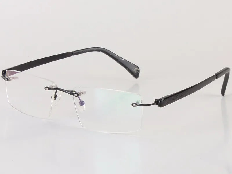 Chashma Unisex Rimless Square Titanium Eyeglasses 441018 Rimless Chashma black  