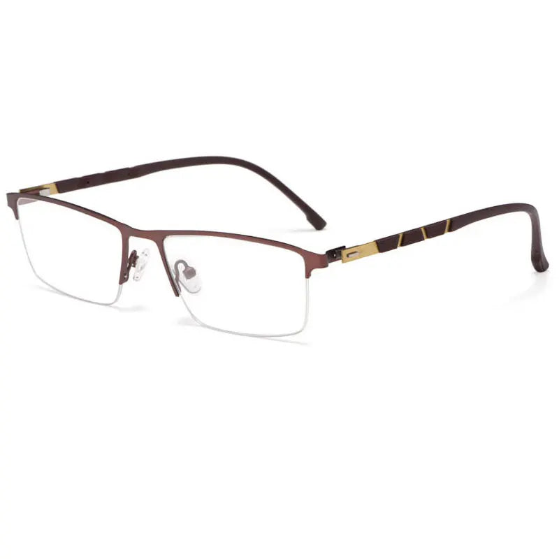 Hotochki Men's Semi Rim Square Aliminum Magnesium Alloy Eyeglasses 35148