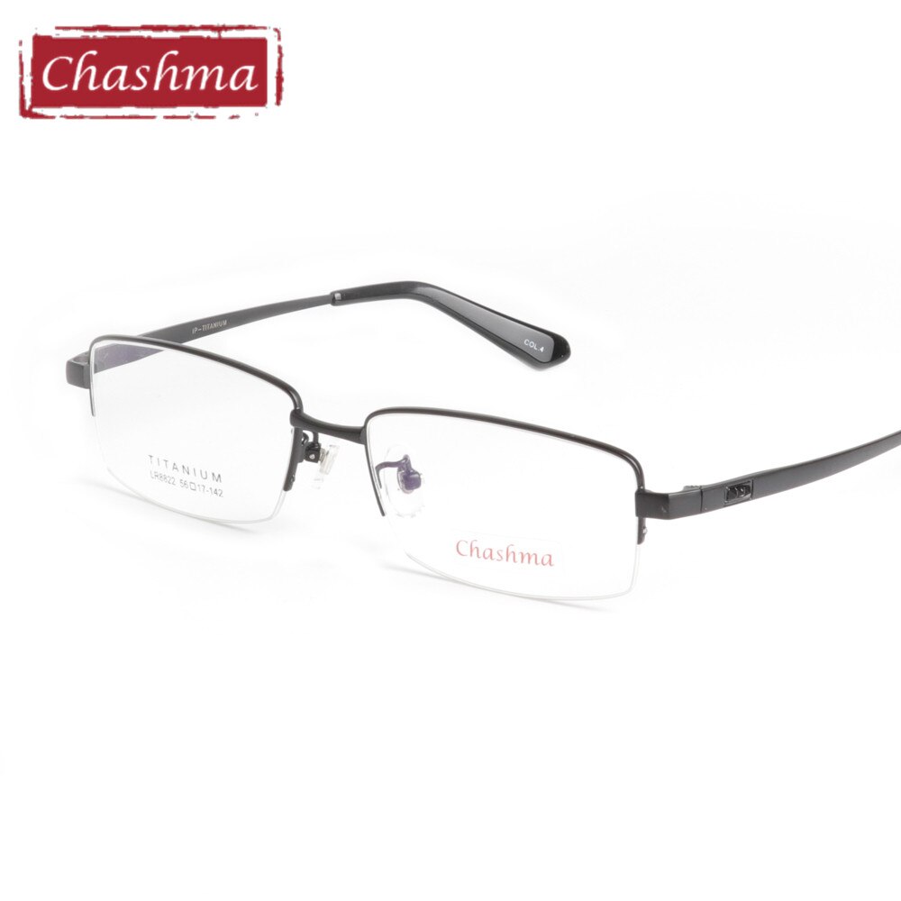 Chashma Men's Semi Rim Square Titanium Eyeglasses 8822 Semi Rim Chashma Black  