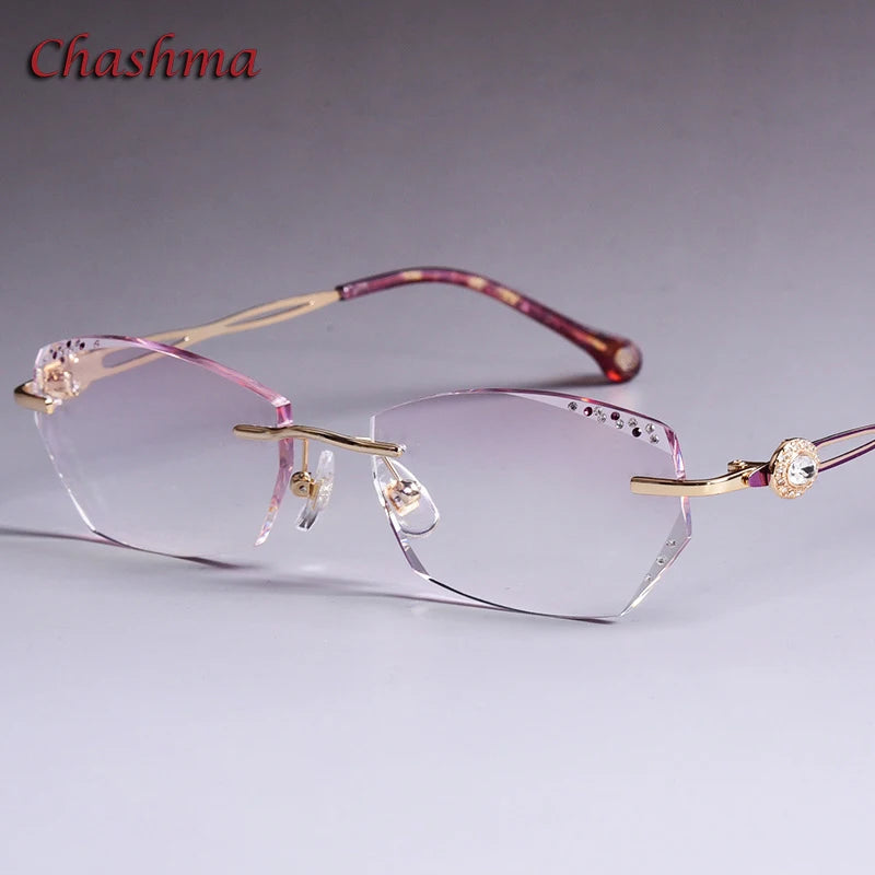 Chashma Ochki Women's Rimless Oval Titanium Alloy Eyeglasses 81012