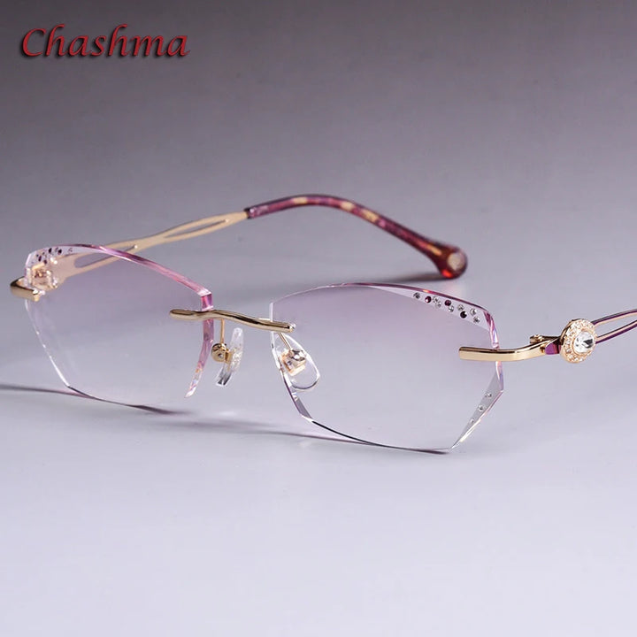 Chashma Ochki Women's Rimless Oval Titanium Alloy Eyeglasses 81012