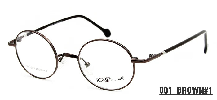 Esnbie Unisex Full Rim Small Round Stainless Steel Eyeglasses 5107 Full Rim Esnbie Round glasses brown1  