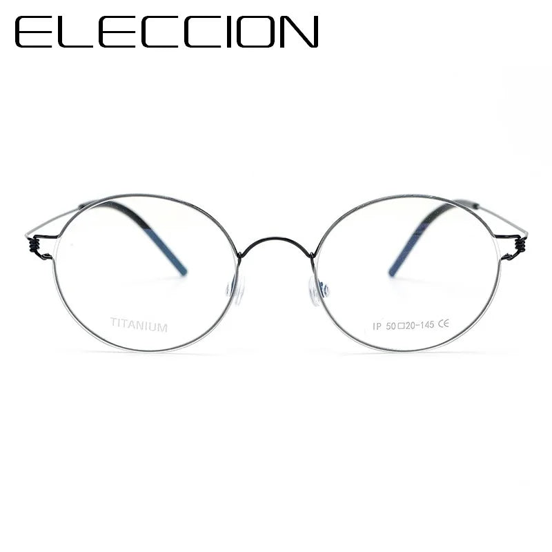 Eleccion Unisex Full Rim Round Screwless Titanium Eyeglasses 14020 Full Rim Eleccion