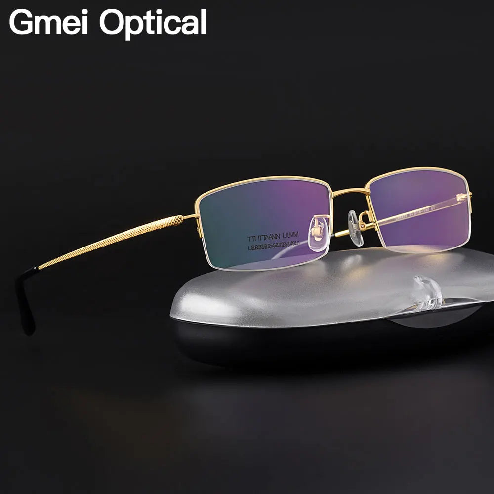 Gmei Women's Semi Rim Square Titanium Eyeglasses 68935