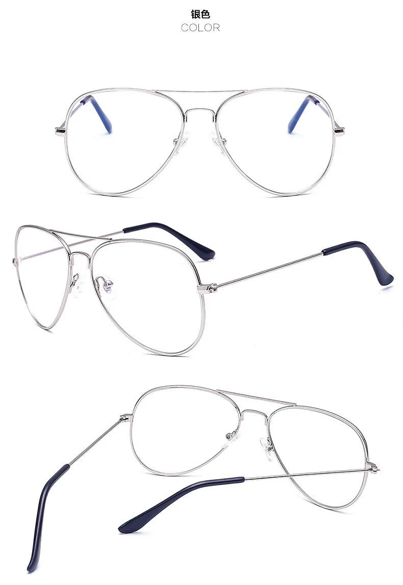Unisex Eyeglasses Strong Hardness Frame Metal Alloy Frame Brightzone Silver  