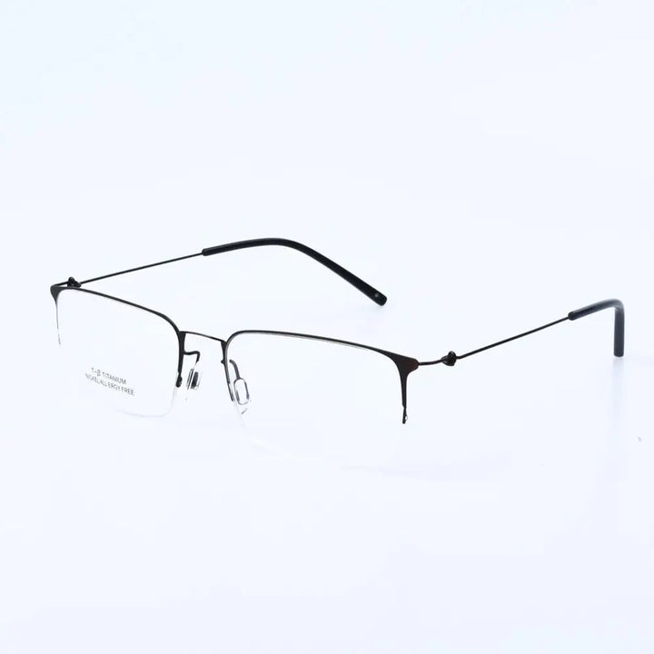 Aimee Men's Semi Rim Square Titanium Eyeglasses 1655 Semi Rim Aimee Bronze color  