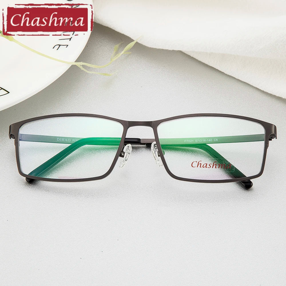 Chashma Ottica Men's Full Rim Polygon Square Titanium Eyeglasses 7021