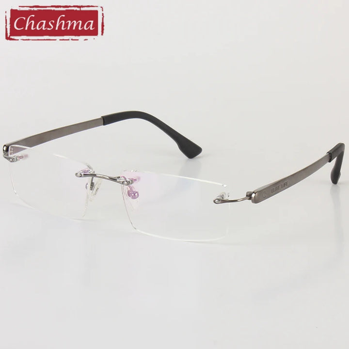 Chashma Unisex Rimless Square Titanium Eyeglasses 441018 Rimless Chashma   