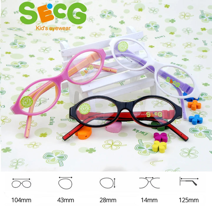 Secg Unisex Children's Ful Rim Oval Tr 90 Silicone Eyeglasses 3249 Full Rim Secg   