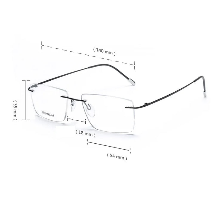 Cubojue Unisex Rimless Square Titanium Reading Glasses 71409 Reading Glasses Cubojue