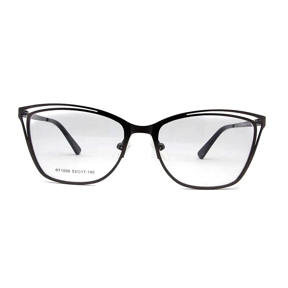 Esnbie Women's Full Rim Square Cat Eye Stainless Steel Eyeglasses 1059 Full Rim Esnbie   