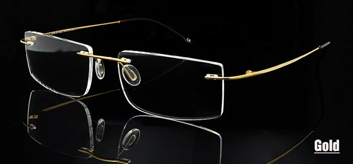 Esnbie Unisex Rimless Rectangle Titanium Eyeglasses 376152 Rimless Esnbie Titanium Frame gold  