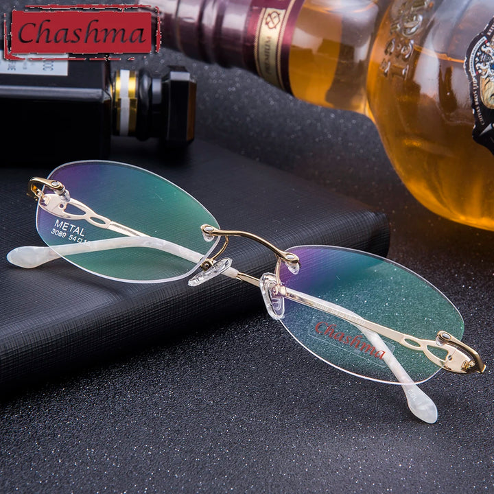 Chashma Women's Rimless Oval Square Titanium Eyeglasses 53089