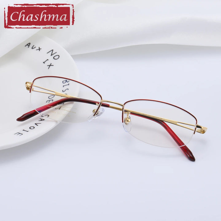 Chashma Ottica Women's Semi Rim Oval Square Titanium Eyeglasses 940664