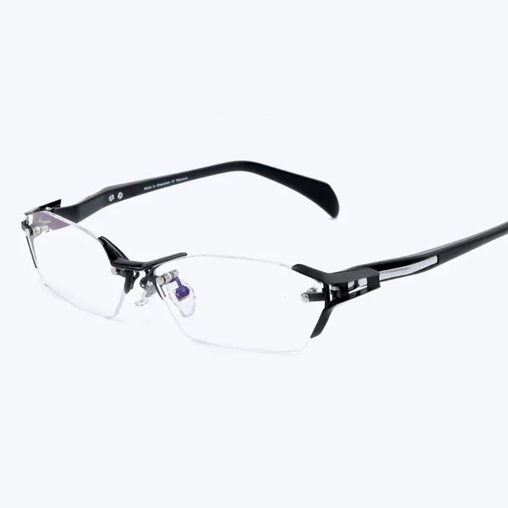 Reven Jate Women's Semi Rim Polygon Square Steel Eyeglasses 71174