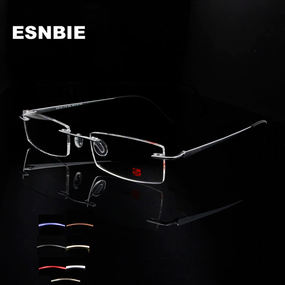 Esnbie Unisex Rimless Square Titanium Eyeglasses 375152 Rimless Esnbie   