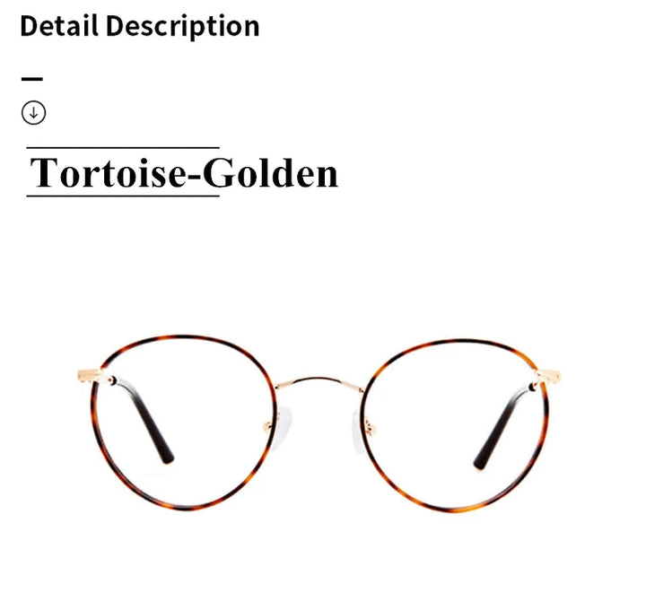 Aimee Unisex Full Rim Round Titanium Alloy Acetate Eyeglasses 12145 Full Rim Aimee Tortoise-Golden  