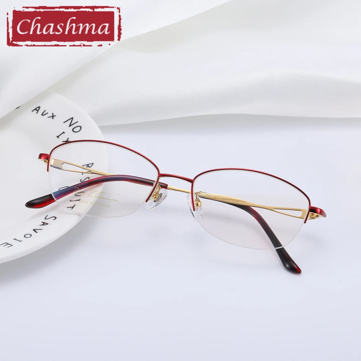Chashma Women's Semi Rim Oval Square Titanium Eyeglasses 770662