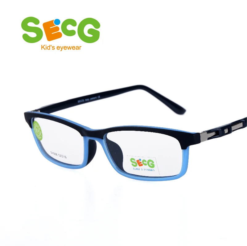 Secg Unisex Children's Full Rim Square Silicone Tr 90 Eyeglasses Full Rim Secg   