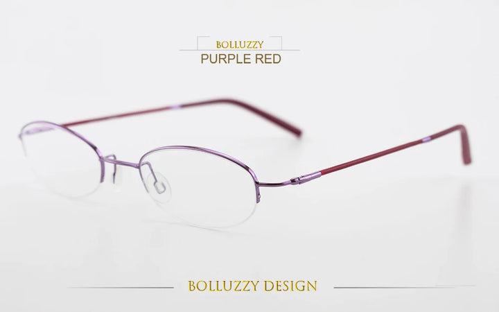 Bolluzzy Youth's Unisex Rimless Oval Alloy Eyeglasses 7122 Rimless Bolluzzy Puple red  