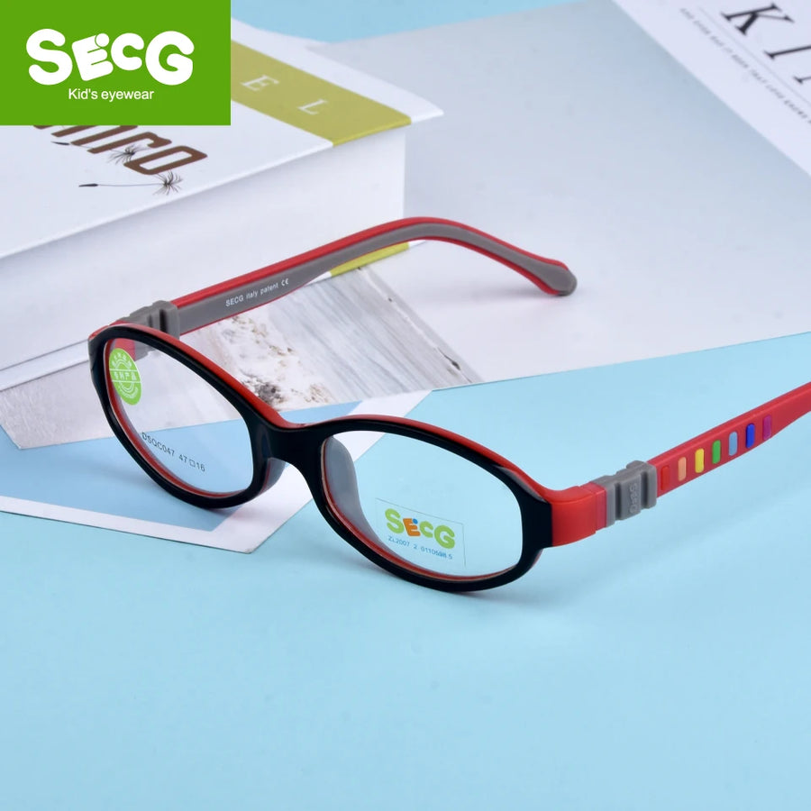 Secg Unisex Children's Full Rim Oval Tr 90 Silicone Eyeglasses 3047 Full Rim Secg   