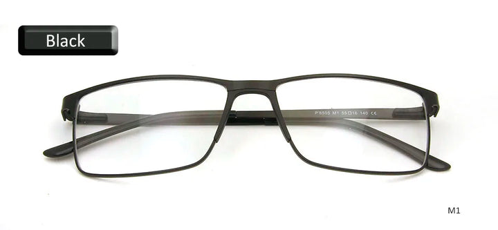 Esnbie Unisex Full Rim Square Titanium Alloy Eyeglasses 85052 Full Rim Esnbie eyewear black  