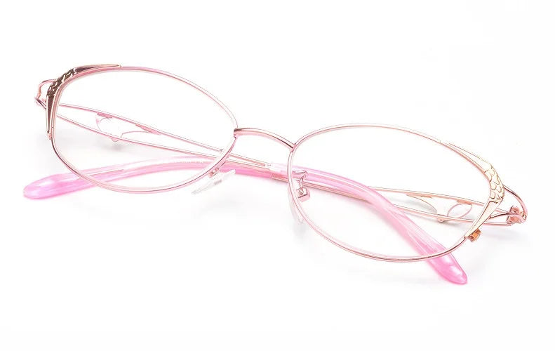 Eleccion Women's Full Rim Oval Alloy Eyeglasses 14016 Full Rim Eleccion Pink