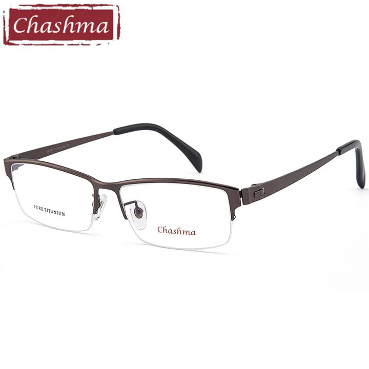 Chashma Unisex Semi Rim Big Square Titanium Eyeglasses 98179 Semi Rim Chashma Brown