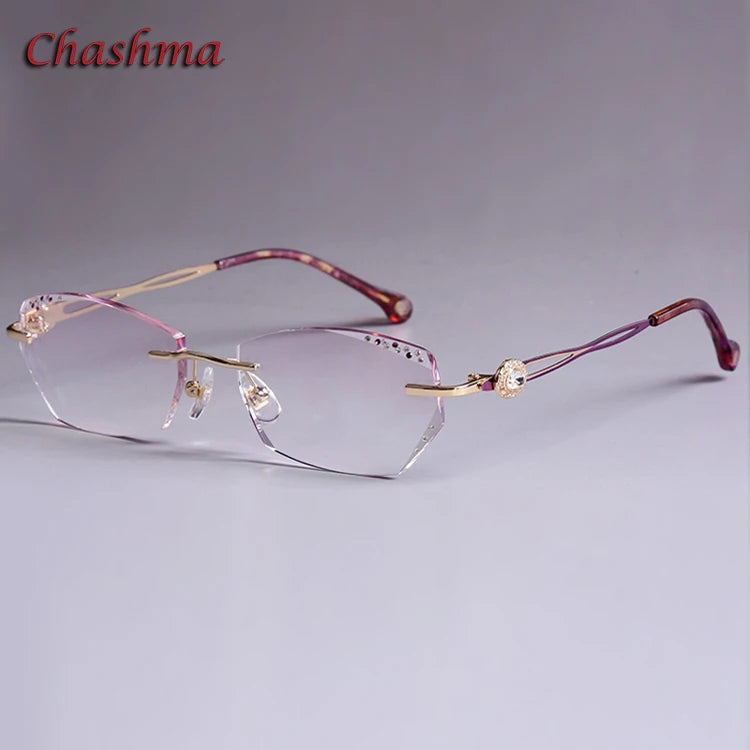 Chashma Ochki Women's Rimless Oval Titanium Alloy Eyeglasses 81012