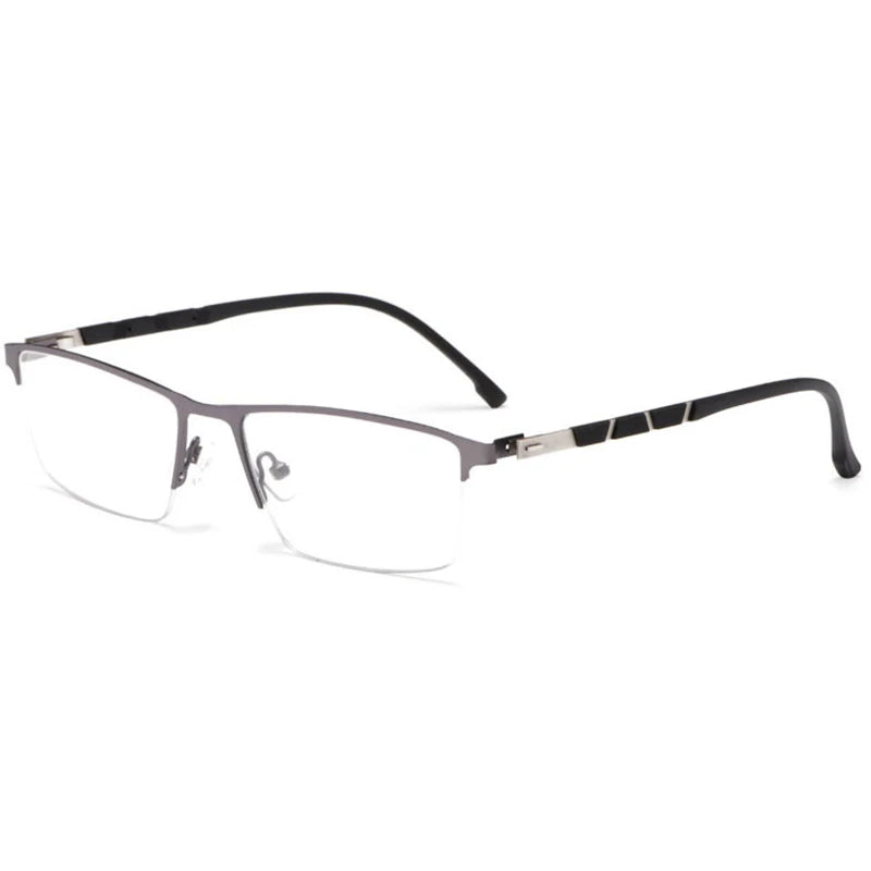 Hotochki Men's Semi Rim Square Aliminum Magnesium Alloy Eyeglasses 35148
