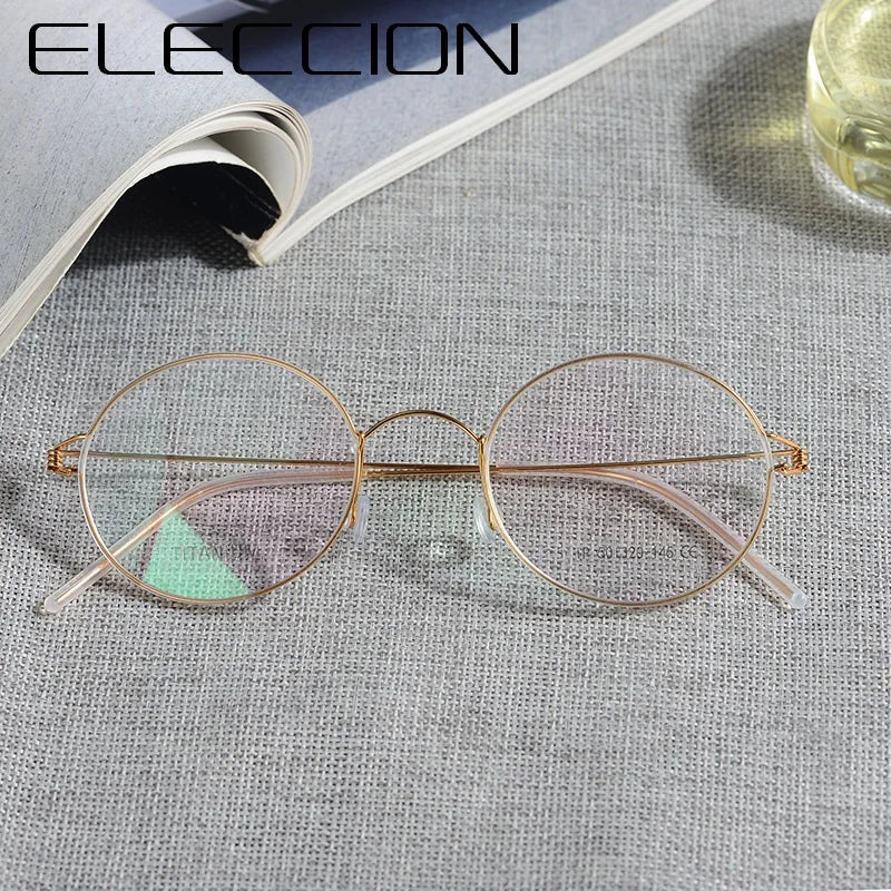 Eleccion Unisex Full Rim Round Screwless Titanium Eyeglasses 14020 Full Rim Eleccion