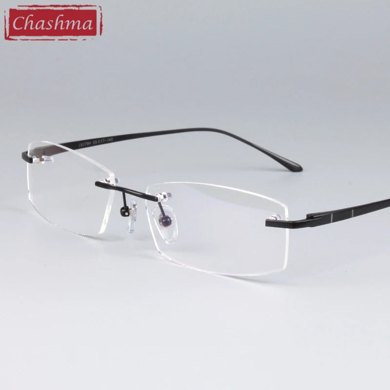 Chashma Ottica Women's Rimless Square Titanium Eyeglasses 46379 Rimless Chashma Ottica black