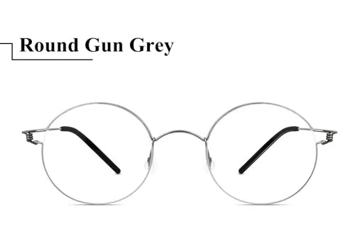 Aimee Unisex Full Rim Oval Round Screwless Titanium Eyeglasses 45135 Full Rim Aimee Round Gun grey  